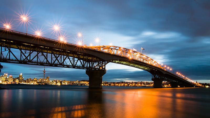 Auckland bridge at night